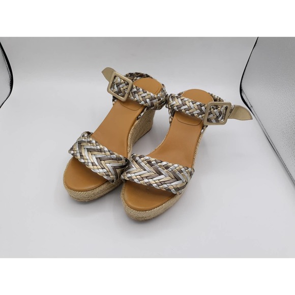 *SOLD*HERMES SOFIA METALLIC BRAIDED STRAP WEDGES - Picture 2 of 11